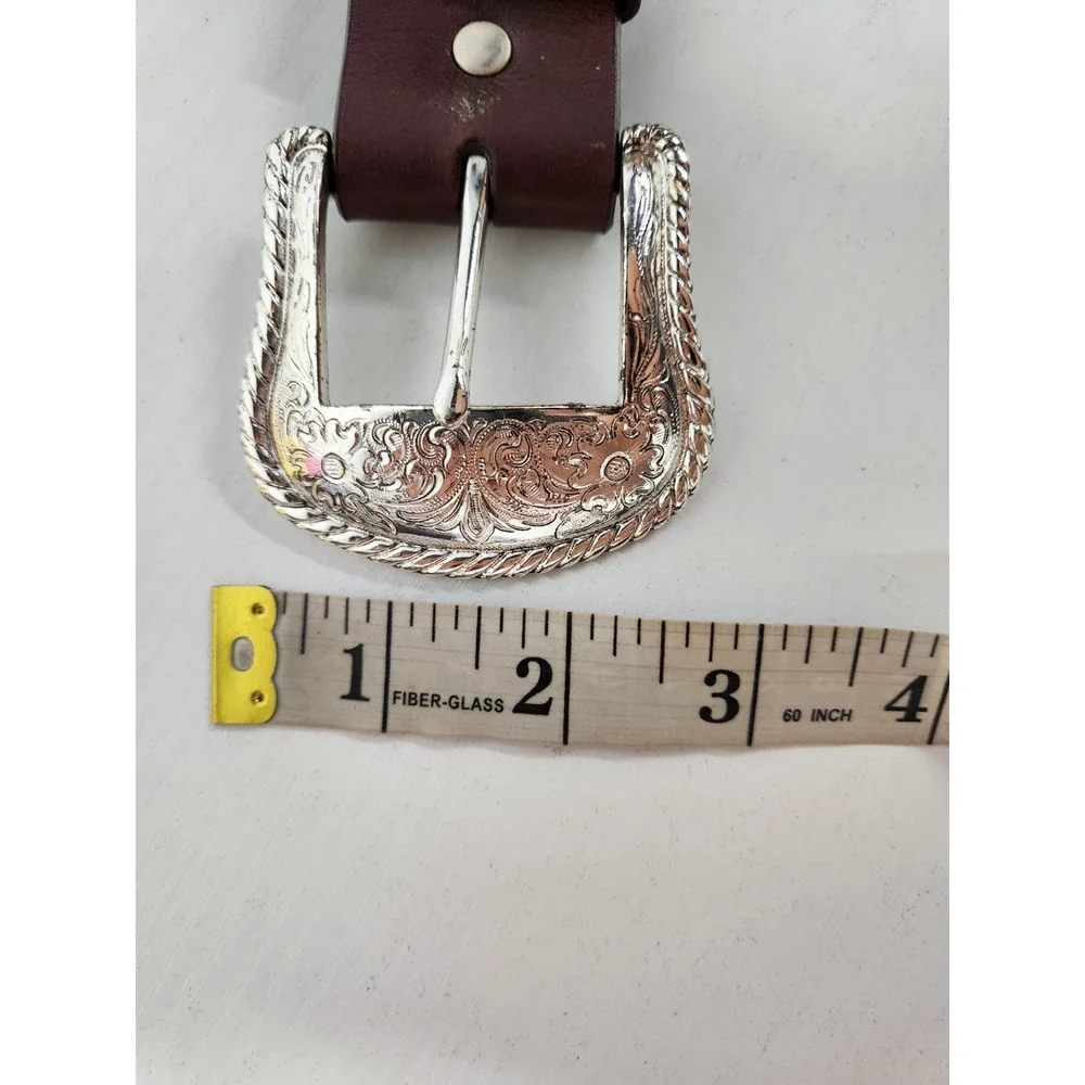 Nocona Women's Western/Cowgirl Studded Leather Belt, Size 28, In Brown & Silver